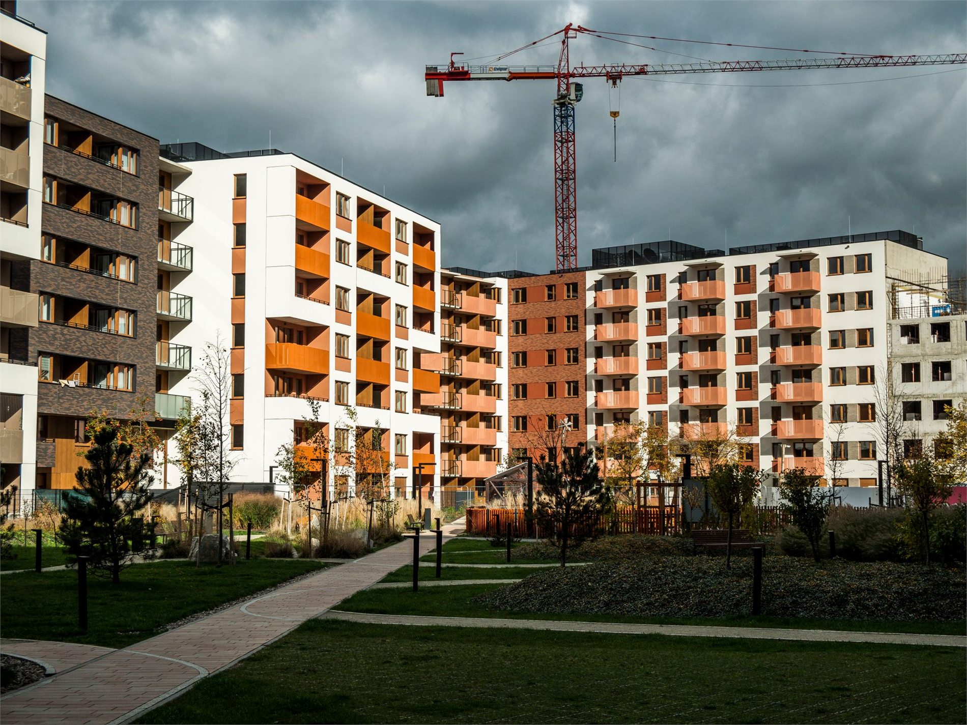 Modern multifamily apartment development under construction